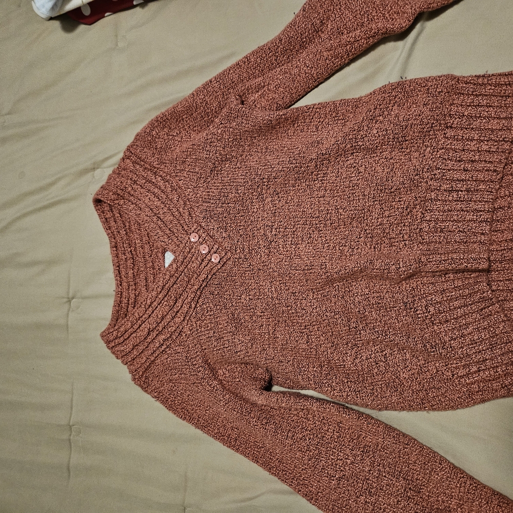 Dusty Rose Chunky Knit Crew Neck Sweater